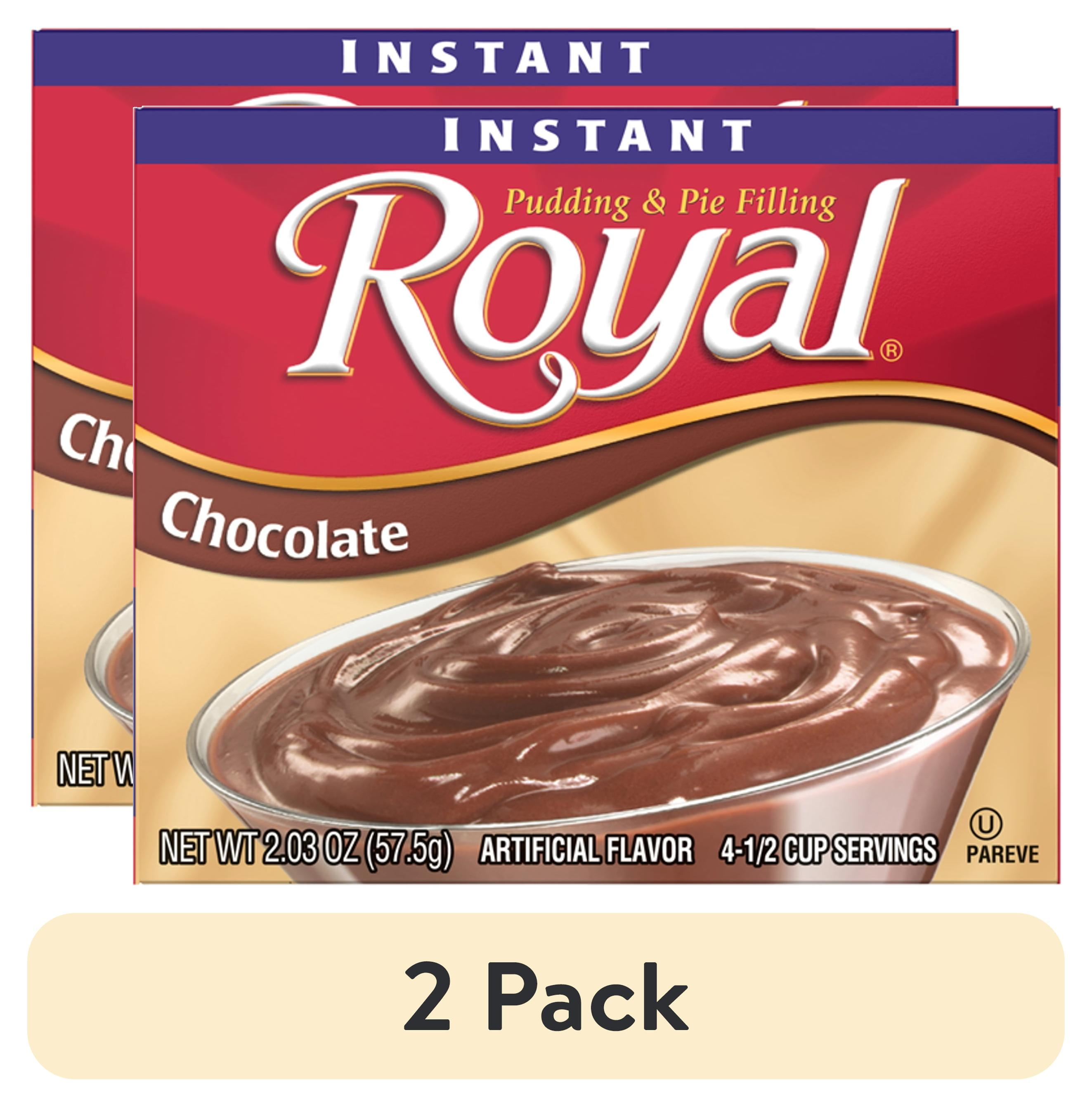 (2 pack) Royal Chocolate Instant Pudding, 14g Serving Size, 4 Servings, Includes One 2.03oz Box