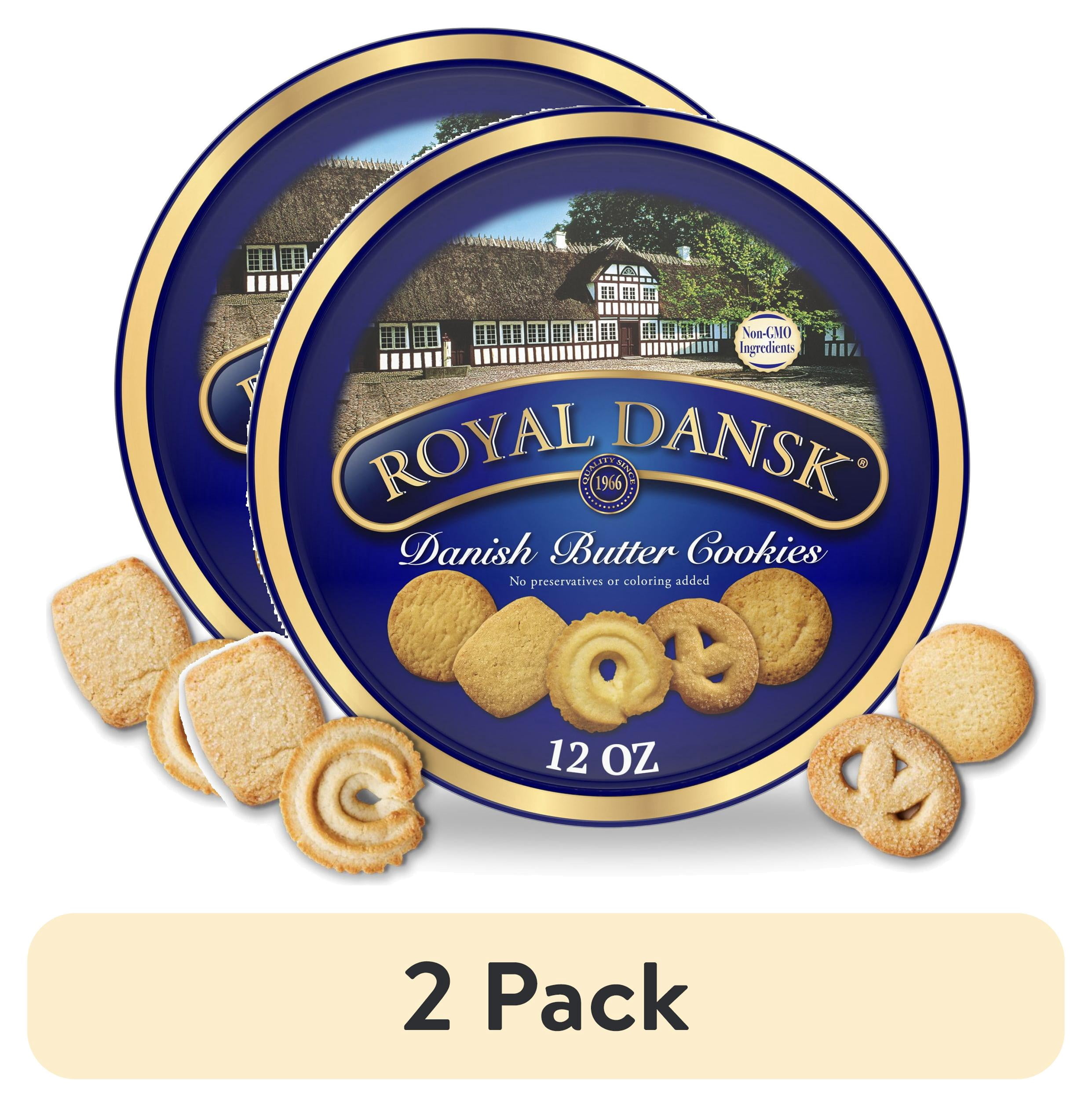 (2 pack) Royal Dansk Danish Butter Cookies, Premium Assorted Cookies in Gift Tin, Great for Sharing and Gifting, 12 oz