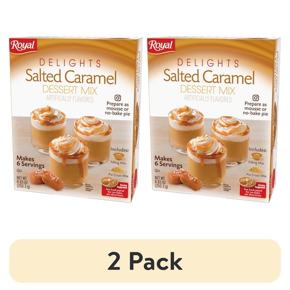 (2 pack) Royal Delights Dessert Mix, Salted Caramel with Graham Cracker Crumbs, 6 serve