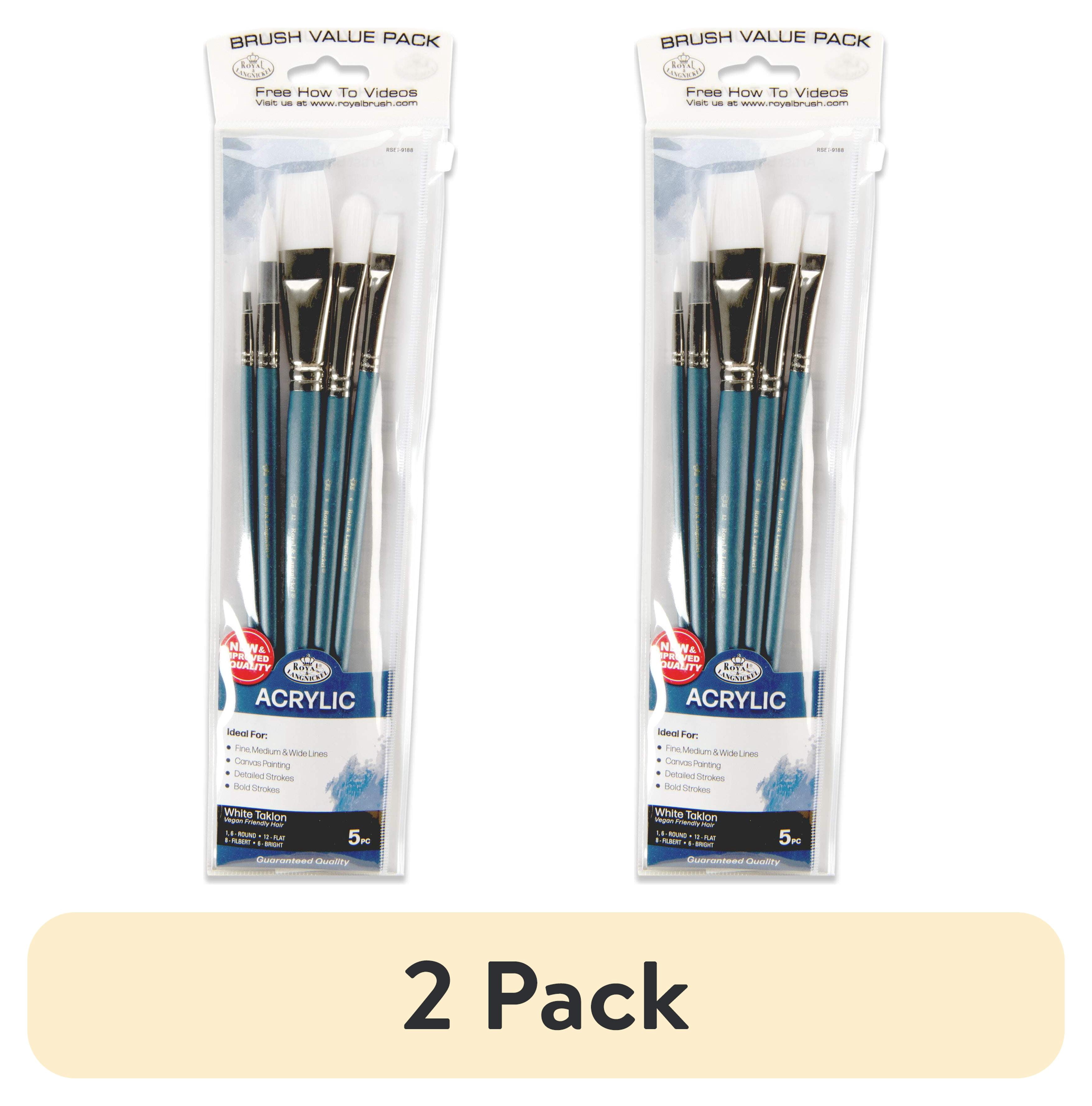 (2 pack) Royal & Langnickel Assorted Shaped White Taklon Art Brushes 5 piece
