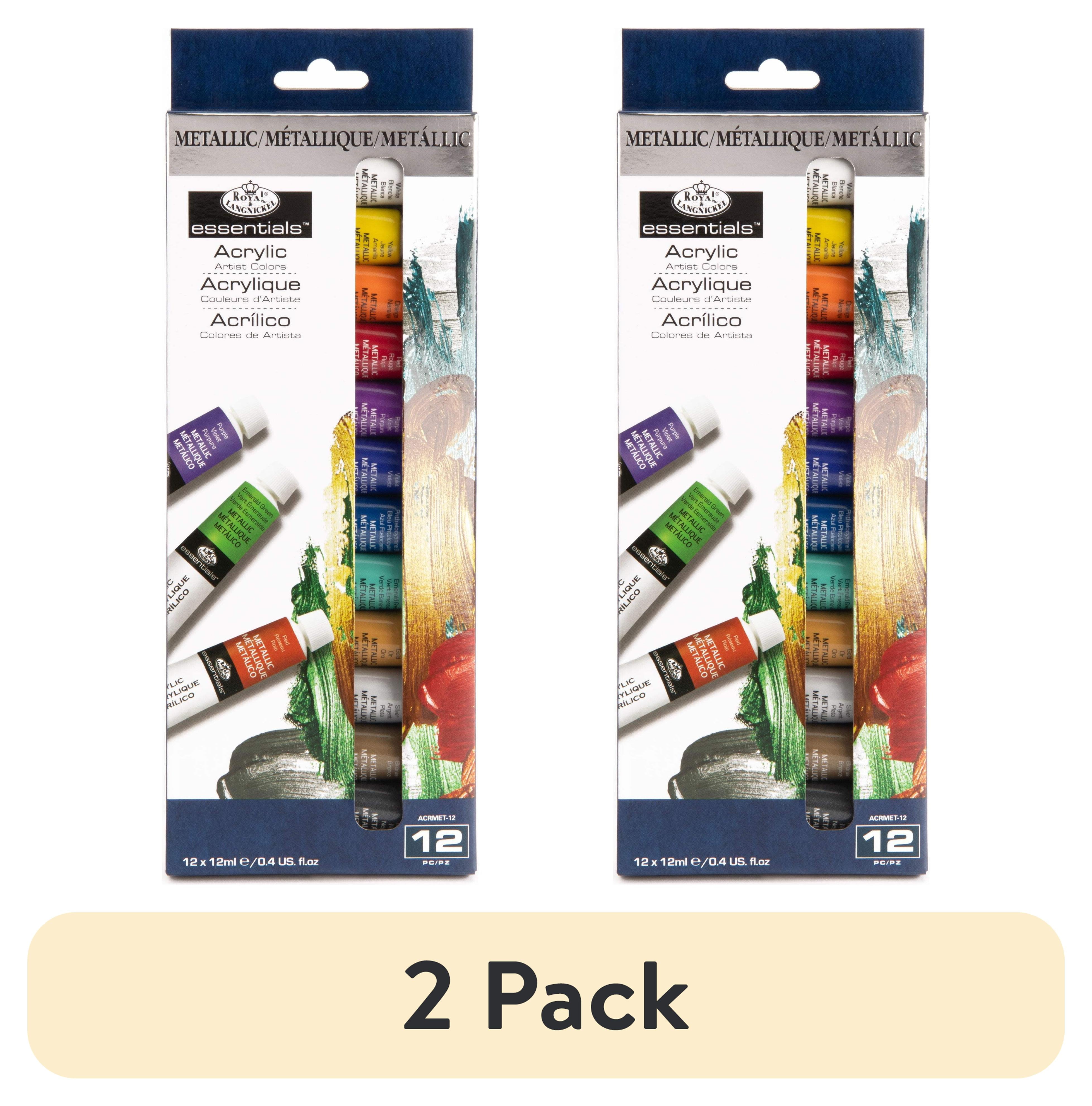 (2 pack) Royal & Langnickel Essentials 12ml 12 Colors Metallic Artist Acrylic Paint Set 12 Pack