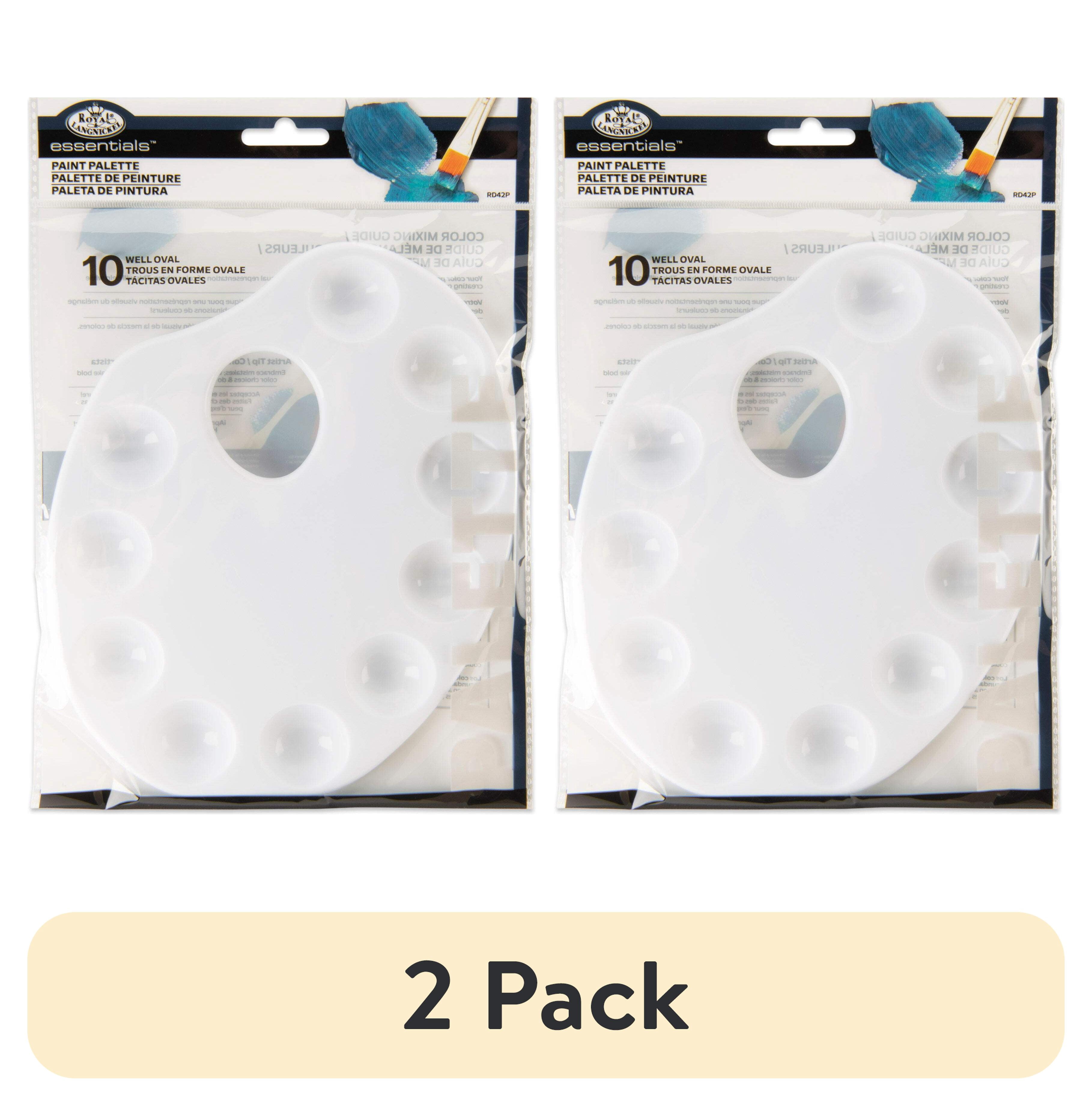 (2 pack) Royal & Langnickel Essentials 8.875 x 6.625 Plastic  10-Well Oval Art Palette