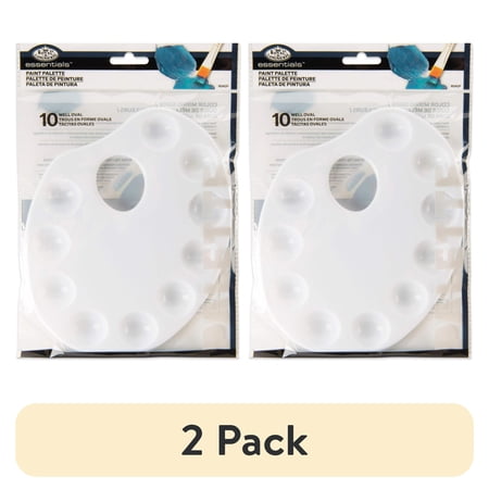 (2 pack) Royal & Langnickel Essentials 8.875 x 6.625 Plastic 10-Well Oval Art Palette