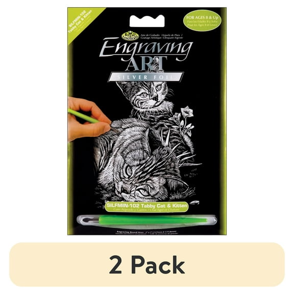 (2 pack) Royal & Langnickel Engraving Art™ Tabby Cat & Kitten Silver Foil Project