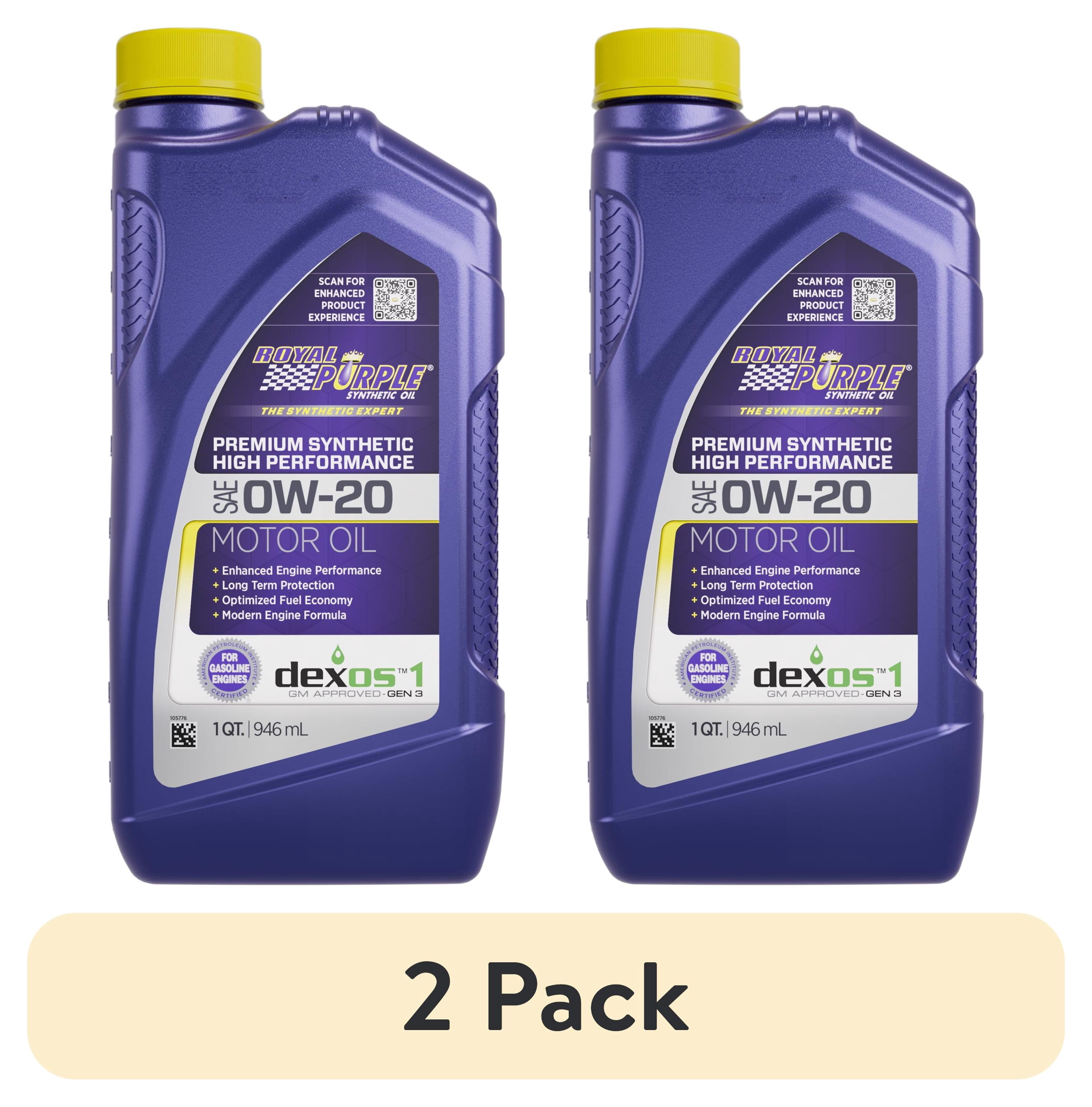 (2 pack) Royal Purple High Performance Motor Oil 0W-20 Premium Synthetic Motor Oil, 1 Quart