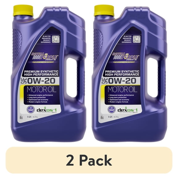 (2 pack) Royal Purple High Performance Motor Oil 0W-20 Premium Synthetic Motor Oil, 5 Quarts