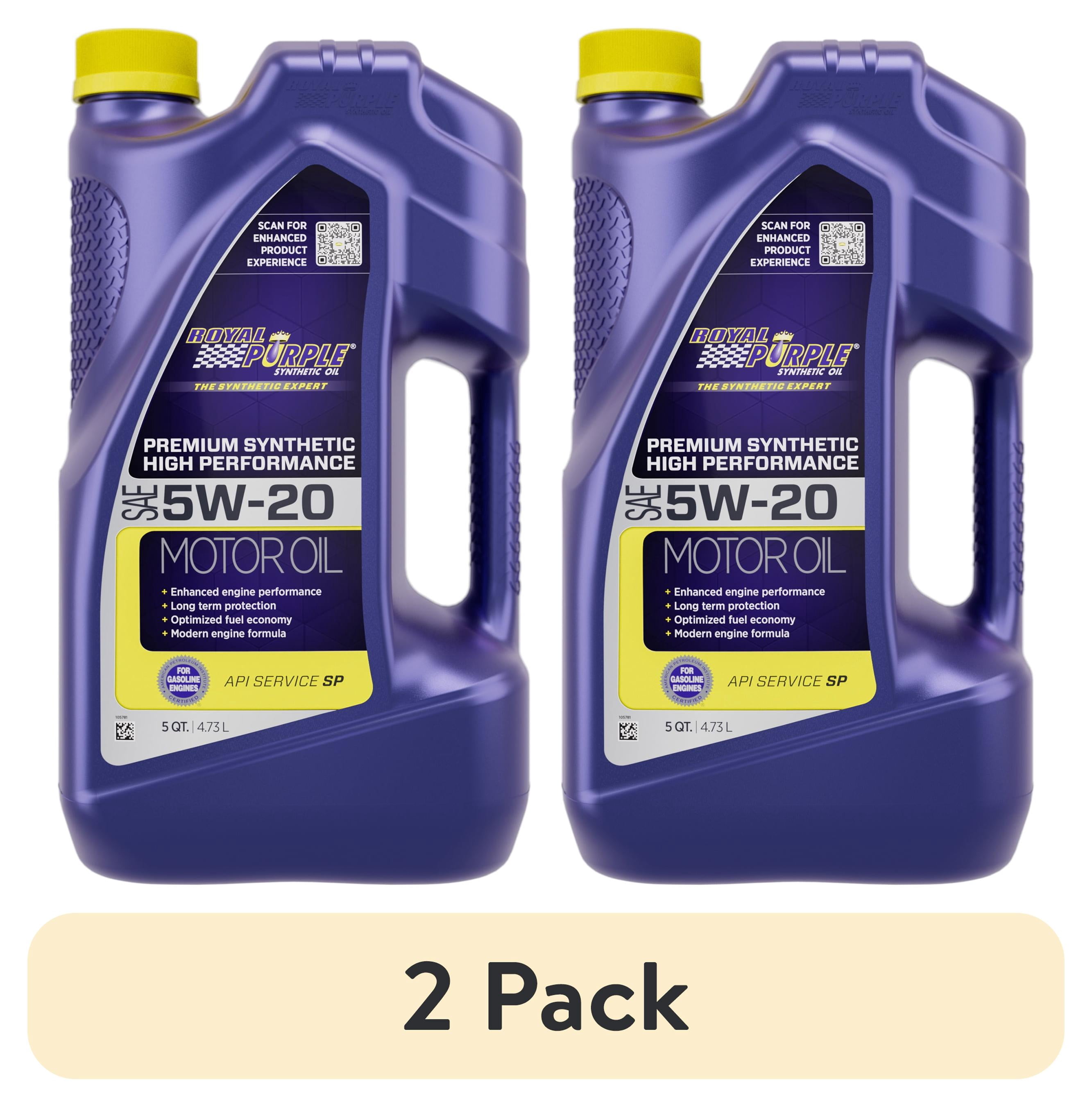(2 pack) Royal Purple High Performance Motor Oil 5W-20, Premium Synthetic Motor Oil, 5 Quarts