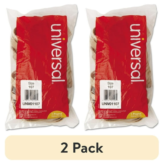 (2 pack) Universal Rubber Bands Size 107 0.06" Gauge Beige 1 lb Box 40/Pack UNV01107