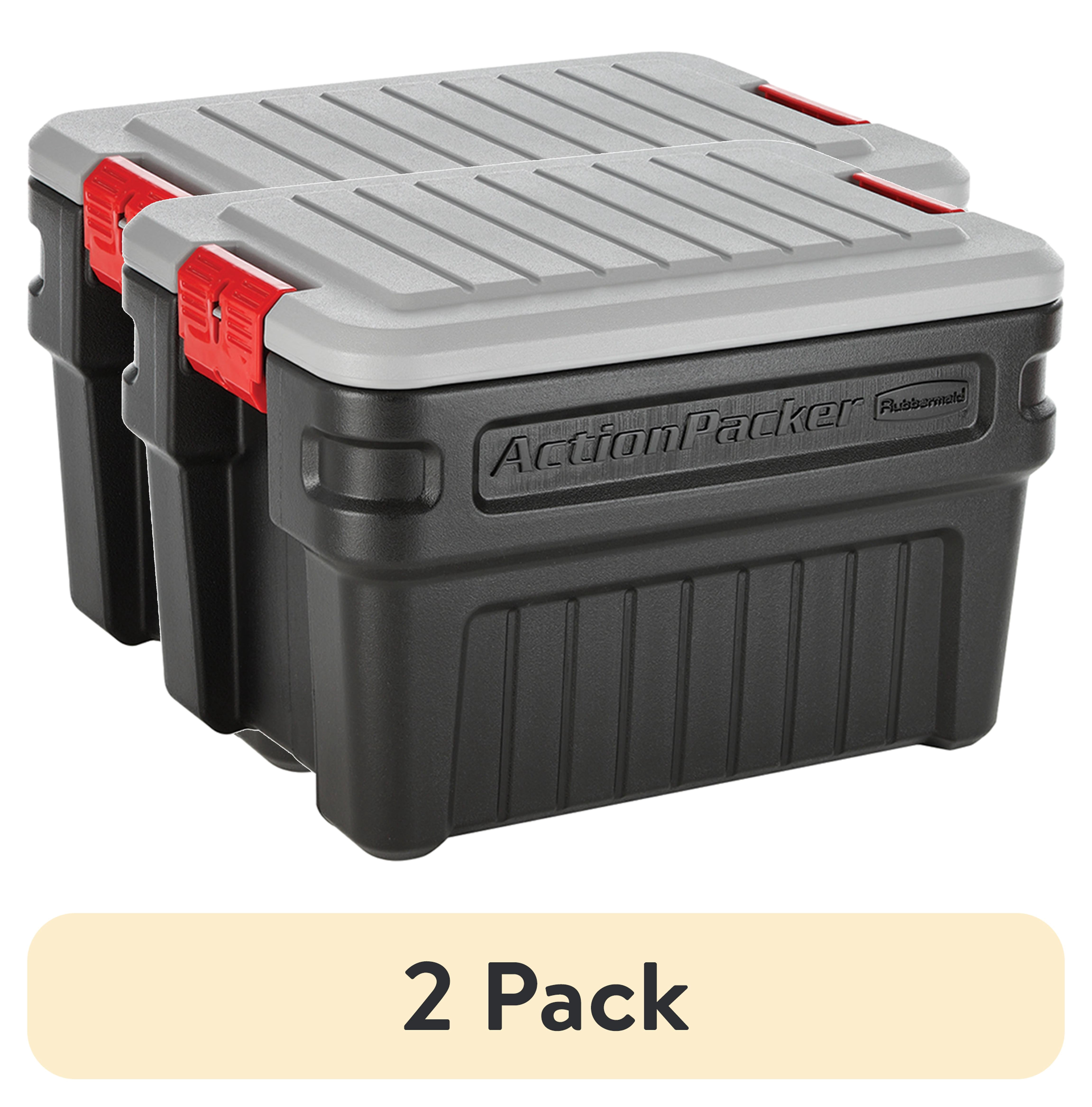 2 pack) Rubbermaid 24 Gallon Action Packer Storage Bin, Heavy Duty