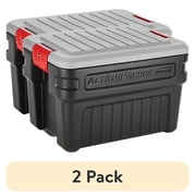 2 pack Rubbermaid 24 Gallon Action Packer Storage Bin, Heavy Duty Plastic, Lockable, Black, Included Lid