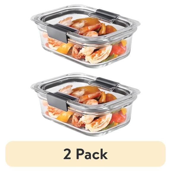 (2 pack) (2 pack) Rubbermaid Brilliance Glass 3.2-Cup Rectangle Food Storage Container