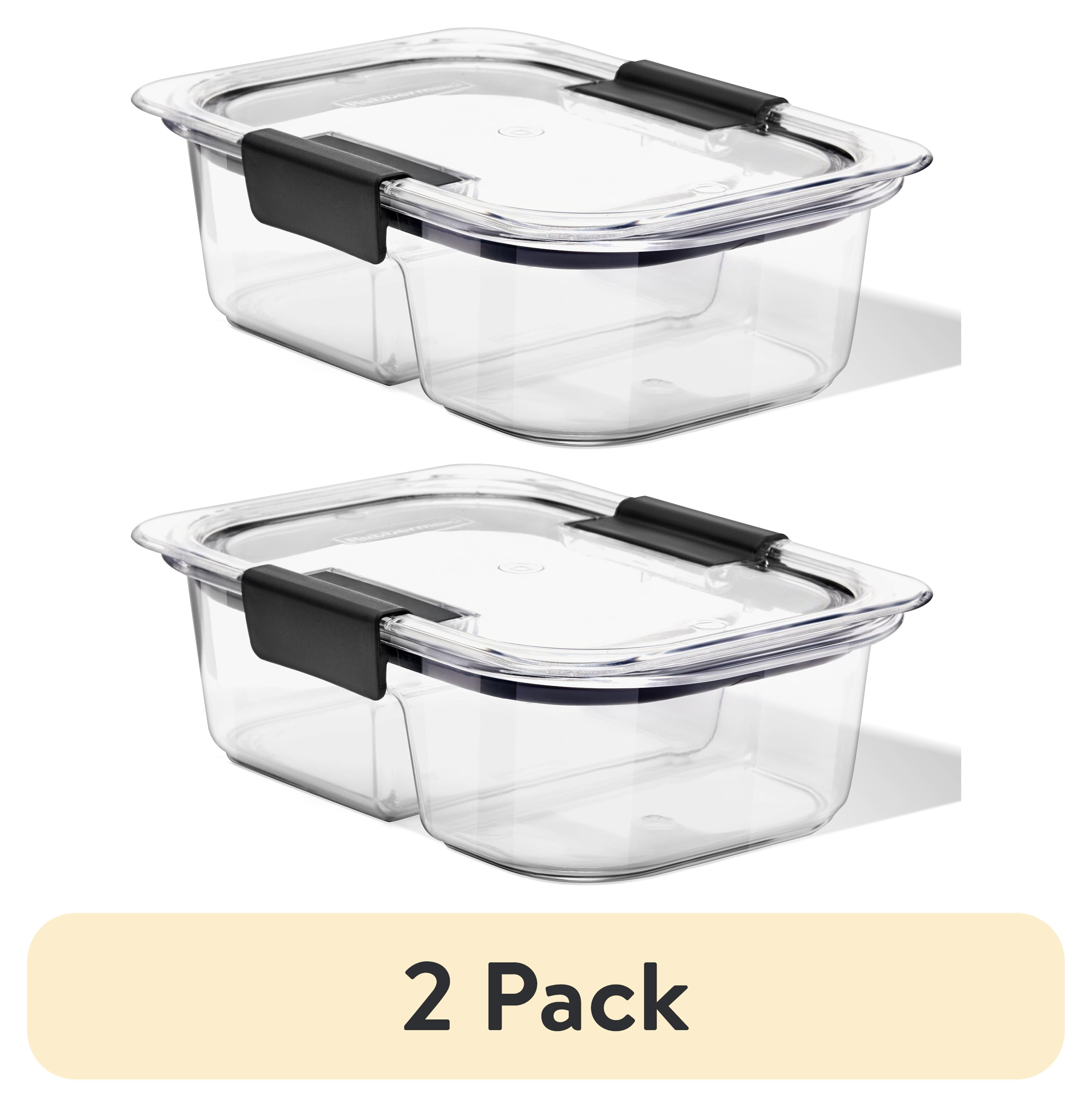 (2 pack) Rubbermaid Brilliance Rectangle Tritan 2.85 Cup Divided Meal Prep Open Stock, Best Used for Leftover Storage and Reheating
