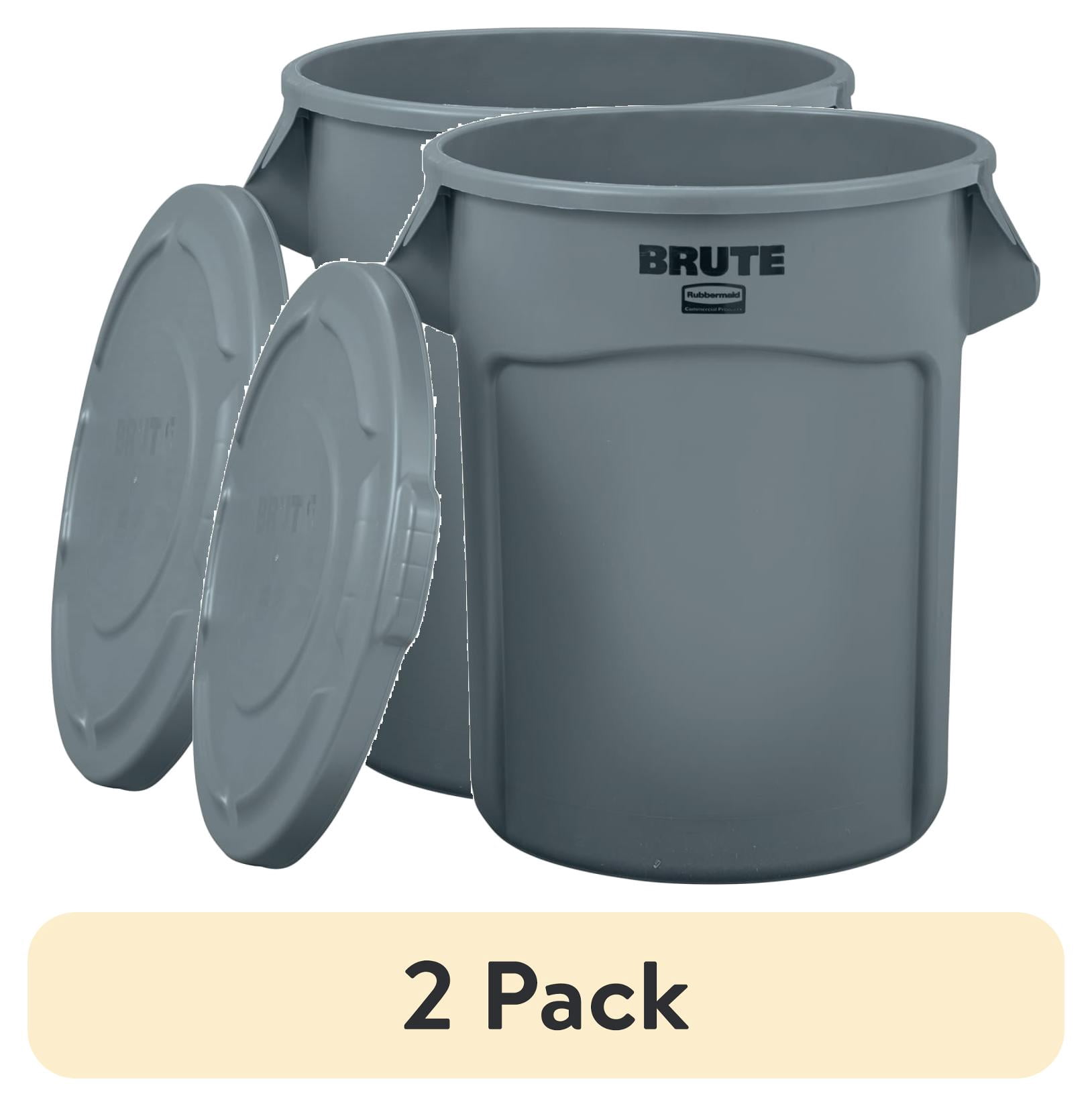 (2 pack) Rubbermaid Brute 32-Gallon Trash Can with Lid, Grey