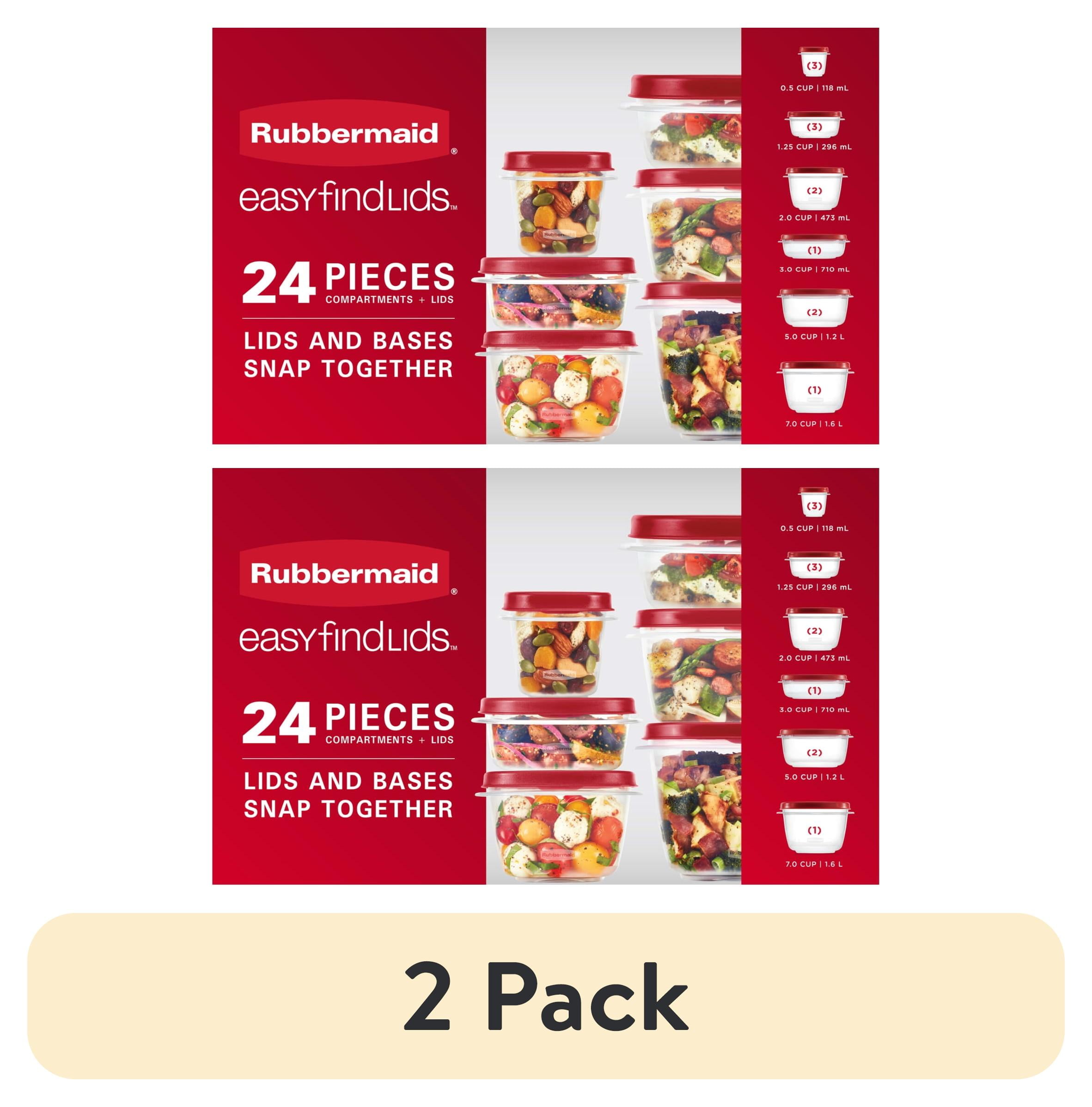 (2 pack) Rubbermaid EasyFindLids 24 Piece Food Storage Containers Variety Set, Red