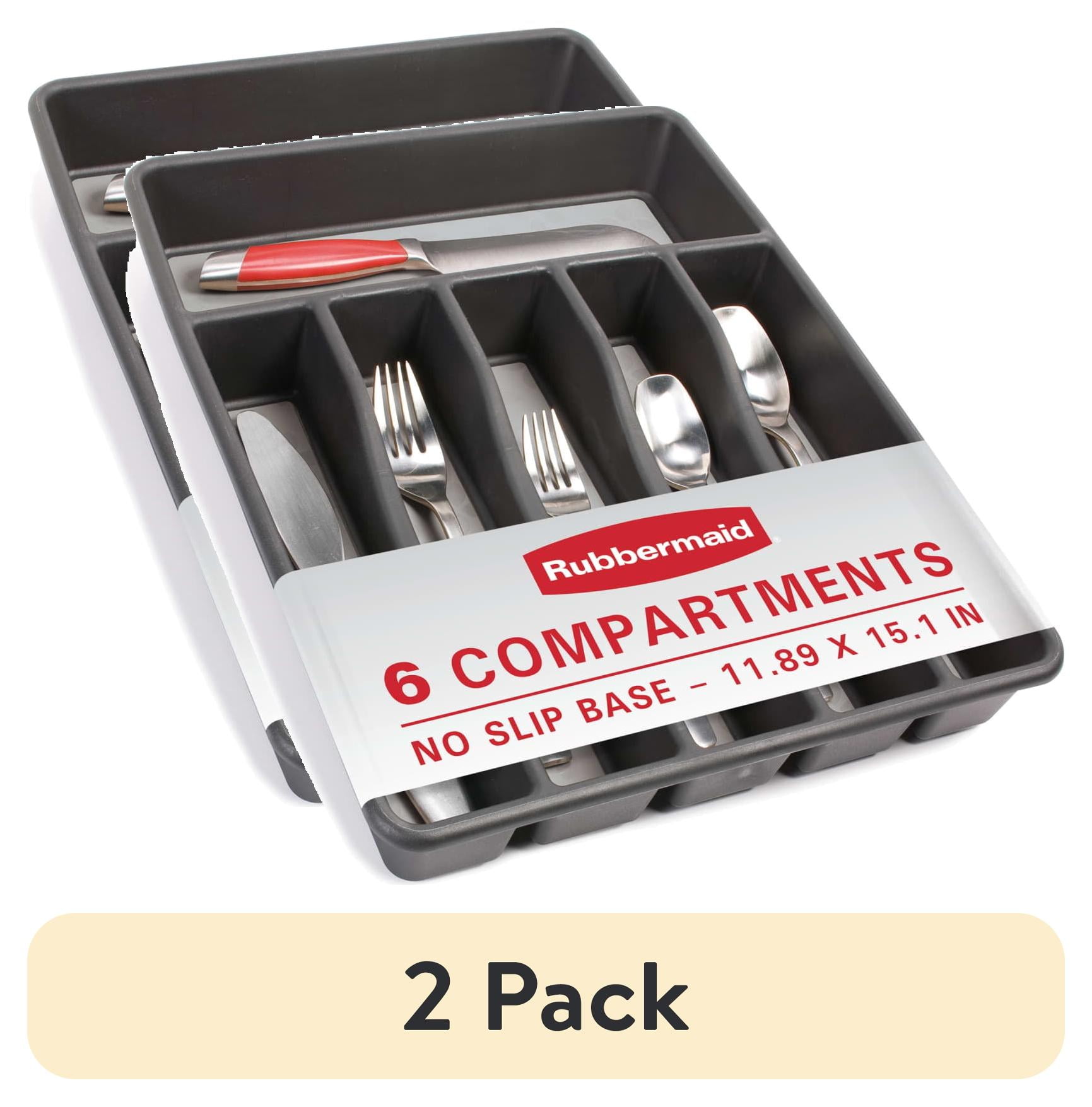 (2 pack) Rubbermaid Silverware Organizer, Large, Grey