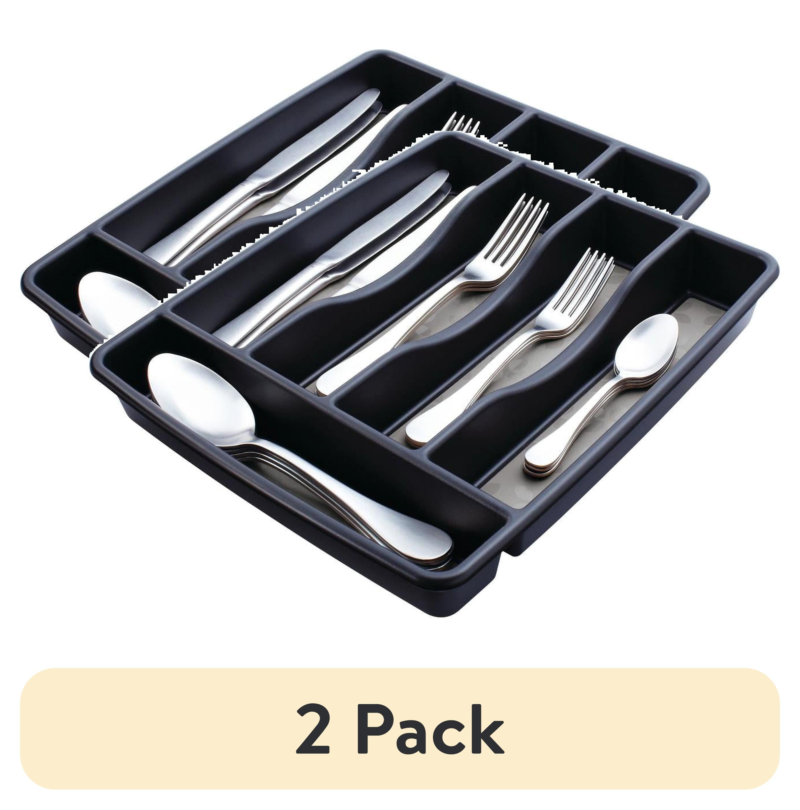 Loyareal 6-Compartment Silverware Organizer - Black Plastic Utensil Tray For Kitchen Drawer