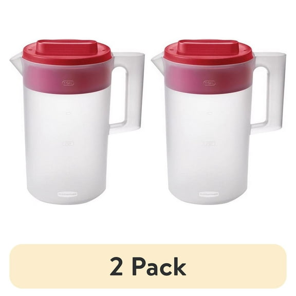 (2 pack) Rubbermaid Simply Pour Clear/Red Pitcher Plastic 1 gal