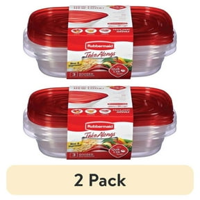 (2 pack) Rubbermaid Take alongs Divided Rectangular Food Storage Containers, 3.7 Cup, 3-Pack
