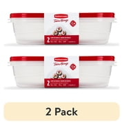(2 pack) Rubbermaid TakeAlongs, 1 Gallon, 2 Packs, Red, Large Rectangular Plastic Food Storage Containers