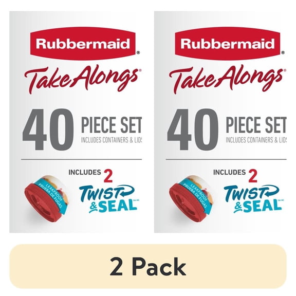 (2 pack) Rubbermaid TakeAlongs 40 Piece Food Storage Set, Red, Total of 12.6 Qts