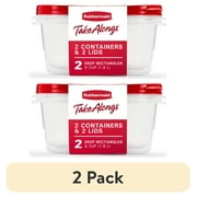(2 pack) Rubbermaid TakeAlongs, 8 Cups, 2 Packs, Red, Plastic Deep Rectangle Food Storage Containers