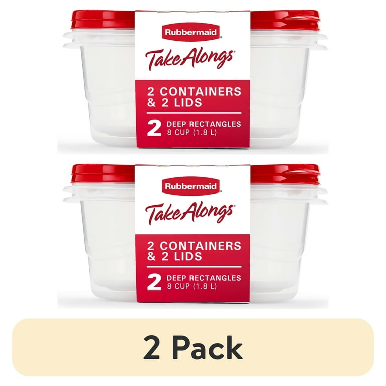 2 pack) Rubbermaid TakeAlongs, 8 Cups, 2 Packs, Red, Plastic Deep