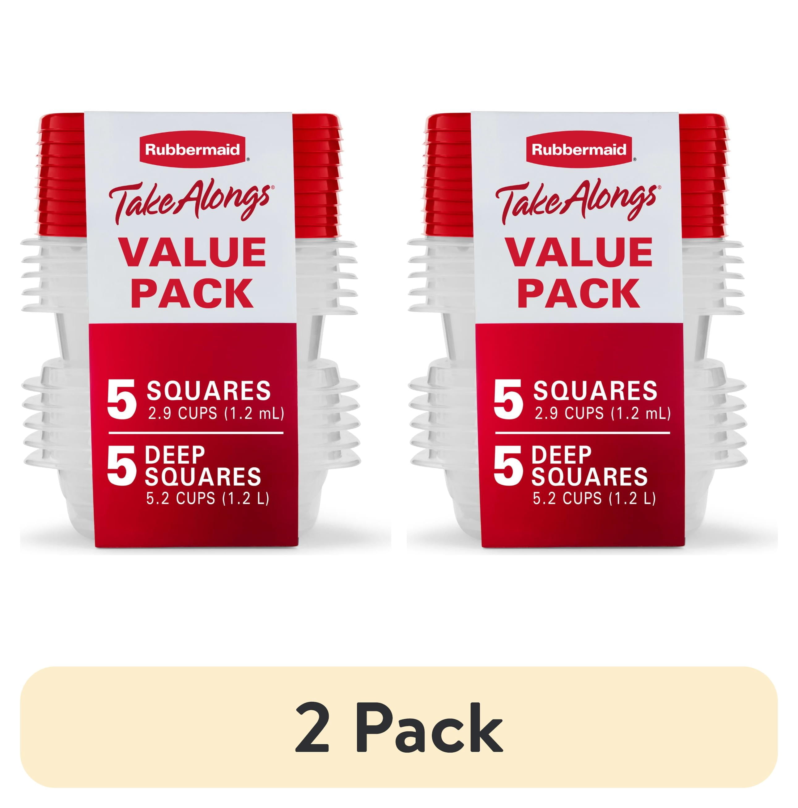 (2 pack) Rubbermaid TakeAlongs Food Storage Containers, 10 Piece Set, Red