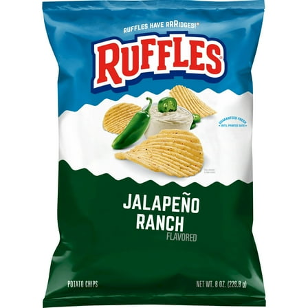 (2 pack) Ruffles Potato Chips Jalapeno Ranch Flavored 8.0 oz Bag