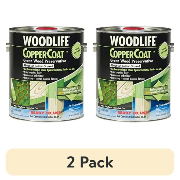 (2 pack) Rust-Oleum 01901 Coppercoat Wood Preservative, 0.88-Gallon, Green