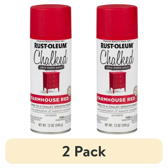 (2 pack) Rust-Oleum 329193 Chalked Ultra Matte Spray Paint, 12 Ounce (Pack of 1), Farmhouse Red