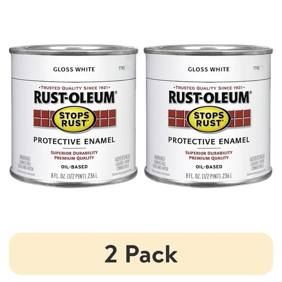 (2 pack) Rust-Oleum 7792 730 Stops Rust Gloss White Protective Enamel, 8 fl oz