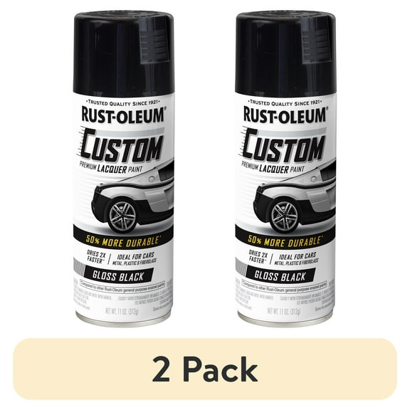 (2 pack) Rust-Oleum Automotive Custom Lacquer Gloss Spray Paint, Black, 11 oz