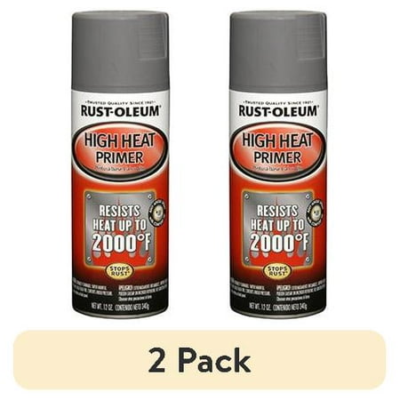 (2 pack) Rust-Oleum Automotive High Heat Protective Spray Primer, Gray, 12 oz