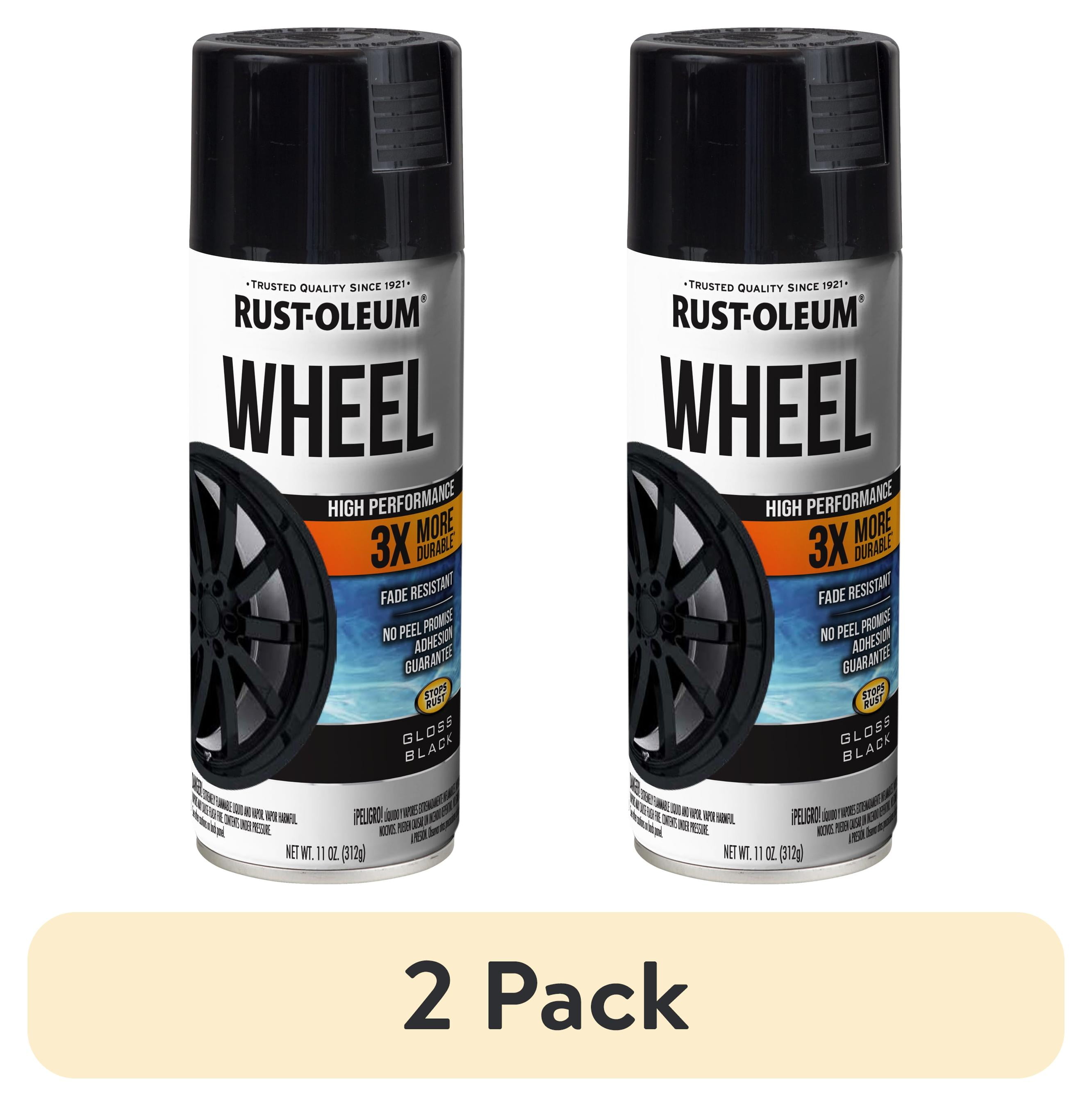 2 pack) Rust-Oleum Automotive Wheel 3X Gloss Spray Paint, Black
