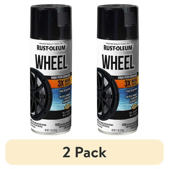 (2 pack) Rust-Oleum Automotive Wheel 3X Gloss Spray Paint, Black, 11 oz