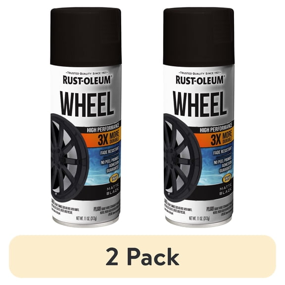 (2 pack) Rust-Oleum Automotive Wheel 3X Matte Spray Paint, Black, 11 oz