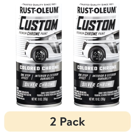 (2 pack) Silver, Rust-Oleum Automotive Custom Chrome Gloss Spray Paint-340558, 10 oz