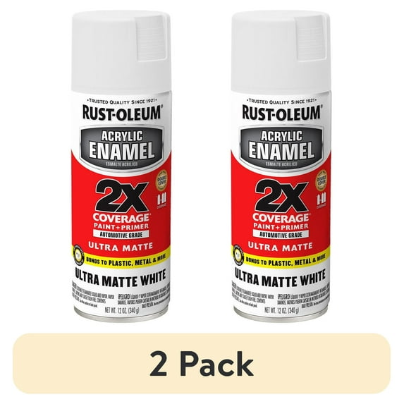 (2 pack) Rust-Oleum Matte White Automotive Touch-Up Paint 12 oz