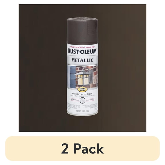 (2 pack) Oil Rubbed Bronze, Rust-Oleum Stops Rust Metallic Spray Paint-248636, 11 oz