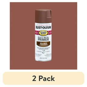 (2 pack) Brown, Rust-Oleum Stops Rust Rusty Metal Primer Spray Paint-7769830, 12 oz