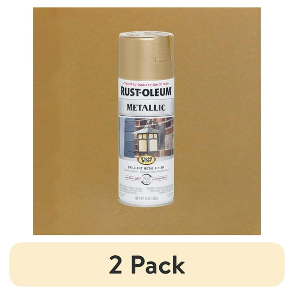 (2 pack) Rust-Oleum Stops Rust Vintage Metallic Spray Paint, Warm Gold