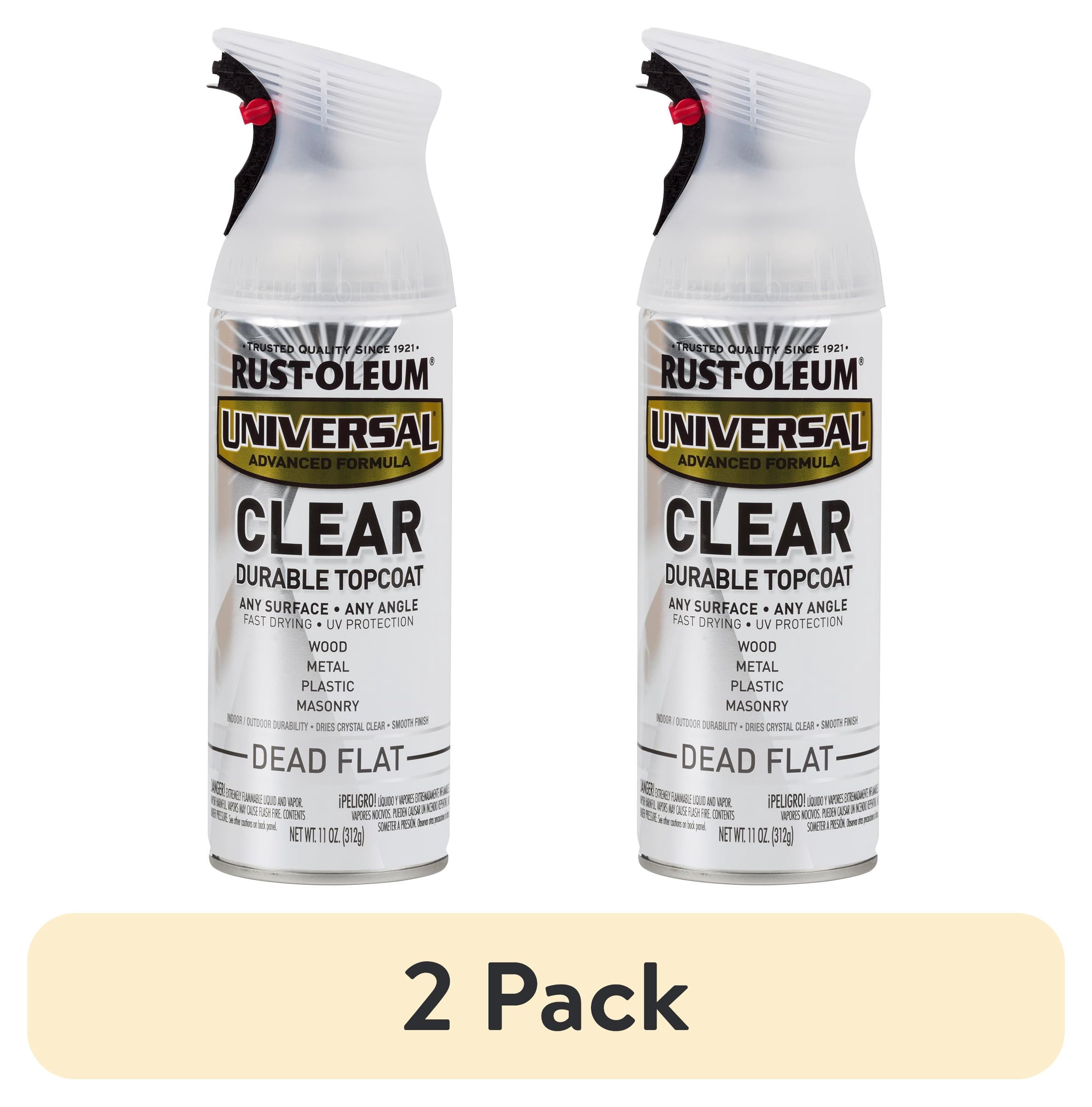 (2 pack) Clear, Rust-Oleum Universal Topcoat Flat Spray Paint-302151, 12 oz