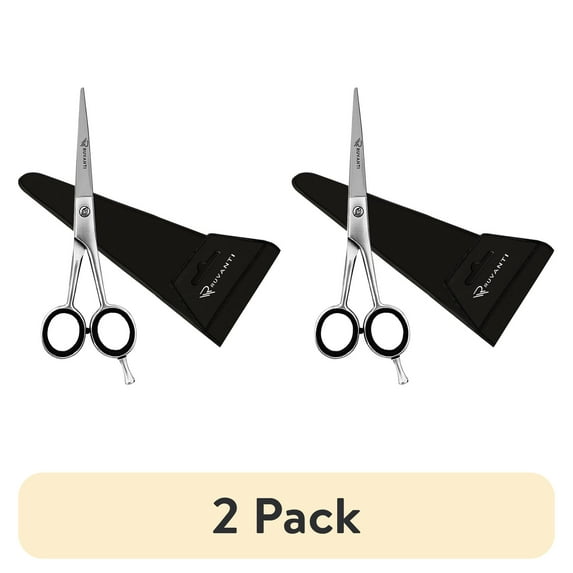 (2 pack) Ruvanti Professional Hair Cutting Scissors - Barber Shears for Beauty Salon Haircut and Home Use - Sharp Durable Razor Edge - Comfortable Grip Handles with Case