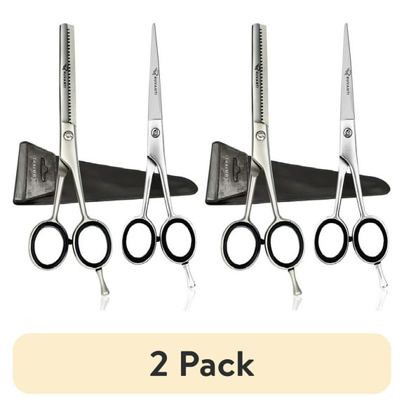 (2 pack) Ruvanti Professional Hair Cutting Scissors Kit/Thinning Shears/Barber/Hair Scissors Tools Set 6.5" Premium Japanese Stainless Steel Texturing Scissor/Thinning Scissors/Barber Scissors For Men/Women