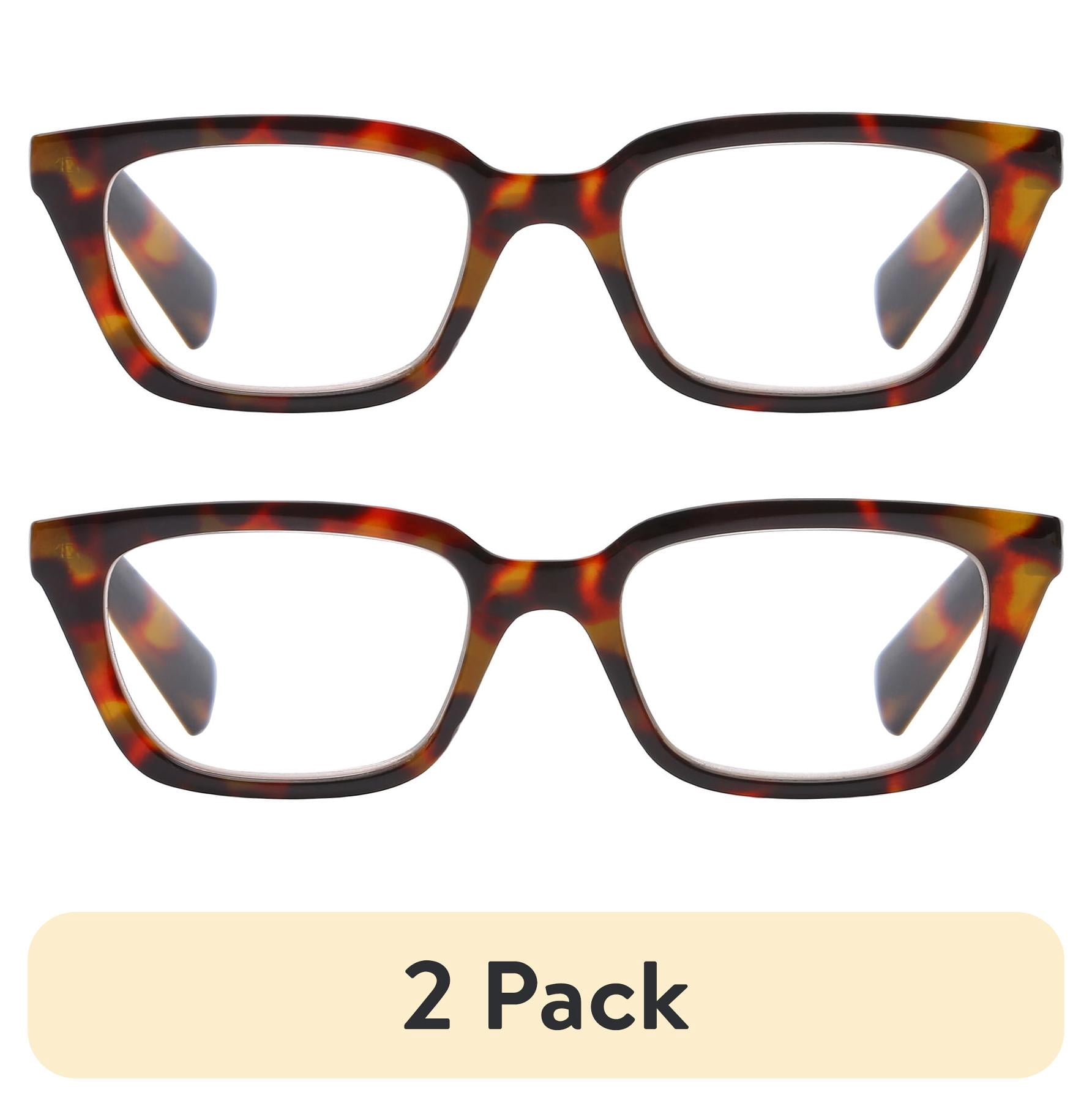 (2 pack) Rz by Rachel Zoe Womens Cateye Reading Glasses with Case, Black/Tortoise, Sabine +1.25