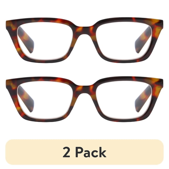(2 pack) Rz by Rachel Zoe Womens Cateye Reading Glasses with Case, Black/Tortoise, Sabine +2.50