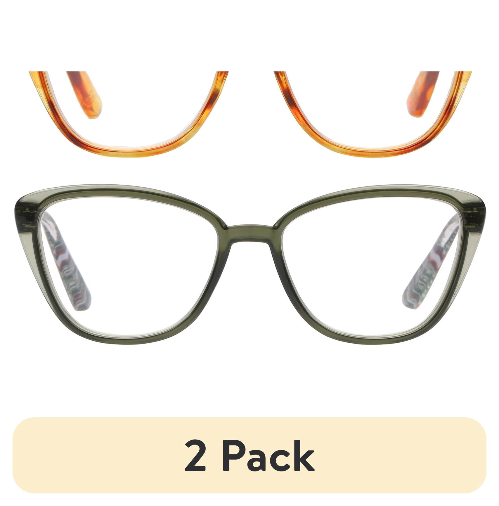 (2 pack) Rz by Rachel Zoe Womens Cateye Reading Glasses with Case, Crystal Olive/Light Tortoise, Imogen +1.50