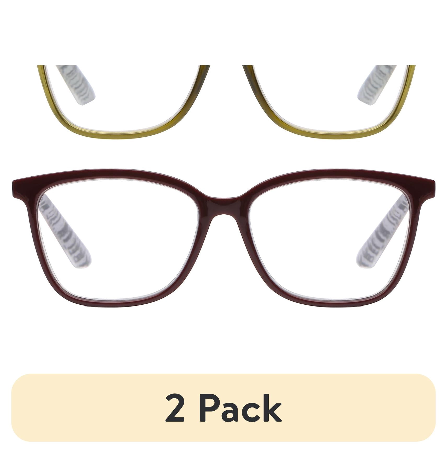 (2 pack) Rz by Rachel Zoe Womens Cateye Reading Glasses with Case, Green Crystal/Burgundy, Anais +1.50