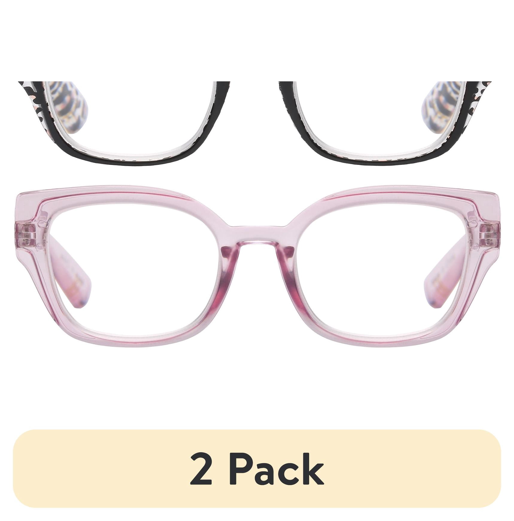 (2 pack) Rz by Rachel Zoe Womens Cateye Reading Glasses with Case, Lavender Crystal/Black, Calliope +1.75