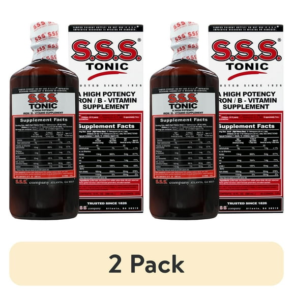 (2 pack) S.S.S. Tonic, Iron and Vitamin B Supplement, High Potency Vitamins, Bottle,10 Fl Oz